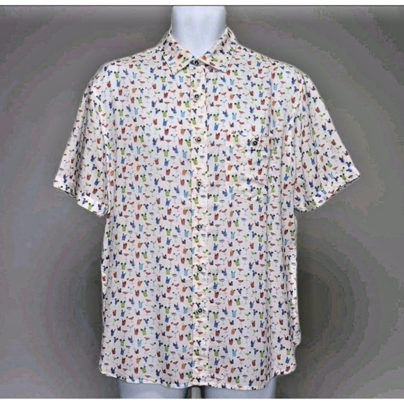 Age Of Wisdom Button Up Shirt Mens M White Multicolor Cocktails Print NEW NWT - Picture 3 of 12